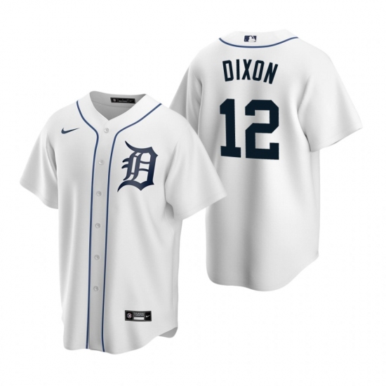 Men's Nike Detroit Tigers 12 Brandon Dixon White Home Stitched Baseball Jersey