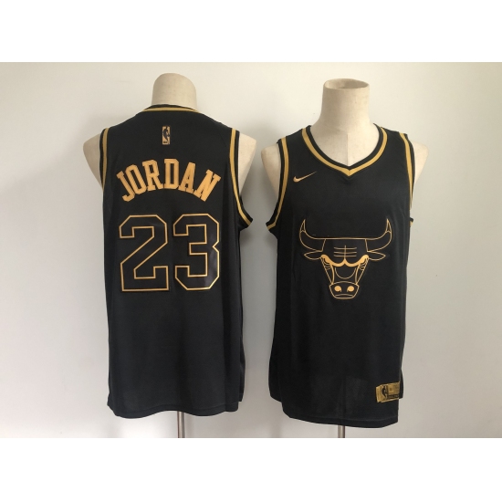 Men's Chicago Bulls 23 Michael Jordan Nike Black Gold Swingman Player Jersey