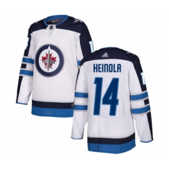 Men's Winnipeg Jets 14 Ville Heinola Authentic White Away Hockey Jersey