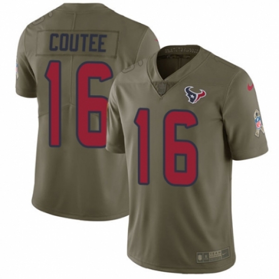 Men's Nike Houston Texans 16 Keke Coutee Limited Olive 2017 Salute to Service NFL Jersey