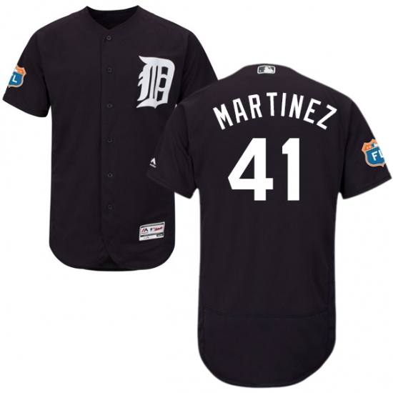 Men's Majestic Detroit Tigers 41 Victor Martinez Navy Blue Alternate Flex Base Authentic Collection MLB Jersey