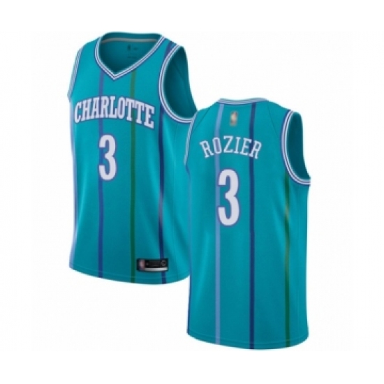 Men's Jordan Charlotte Hornets 3 Terry Rozier Authentic Aqua Hardwood Classics Basketball Jersey