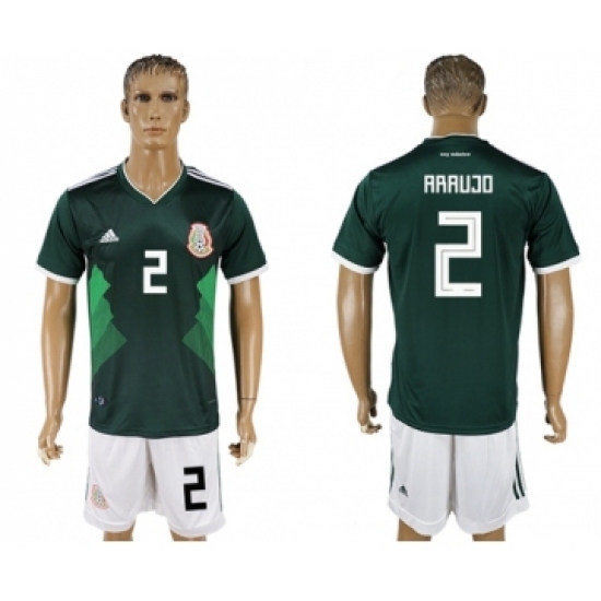 Mexico 2 Araujo Green Home Soccer Country Jersey