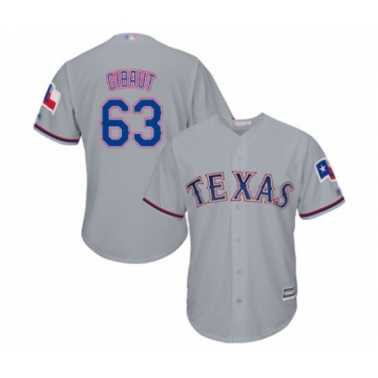 Youth Texas Rangers 63 Ian Gibaut Authentic Grey Road Cool Base Baseball Player Jersey