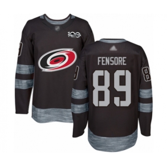 Men's Carolina Hurricanes 89 Domenick Fensore Authentic Black 1917-2017 100th Anniversary Hockey Jersey