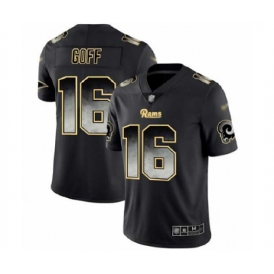 Men's Los Angeles Rams 16 Jared Goff Limited Black Smoke Fashion Football Jersey