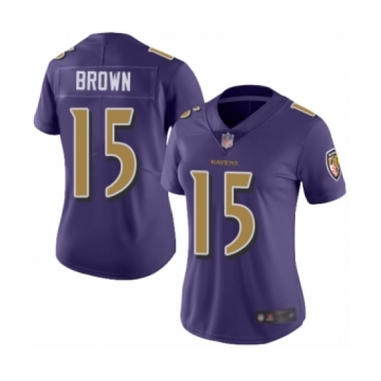 Women's Baltimore Ravens 15 Marquise Brown Limited Purple Rush Vapor Untouchable Football Jersey