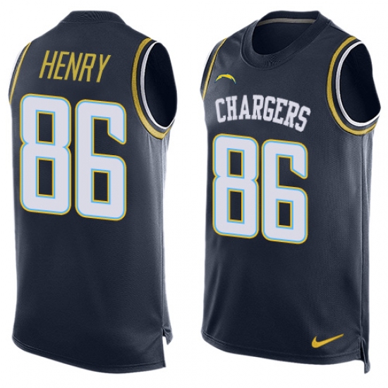 Men's Nike Los Angeles Chargers 86 Hunter Henry Limited Navy Blue Player Name & Number Tank Top NFL Jersey