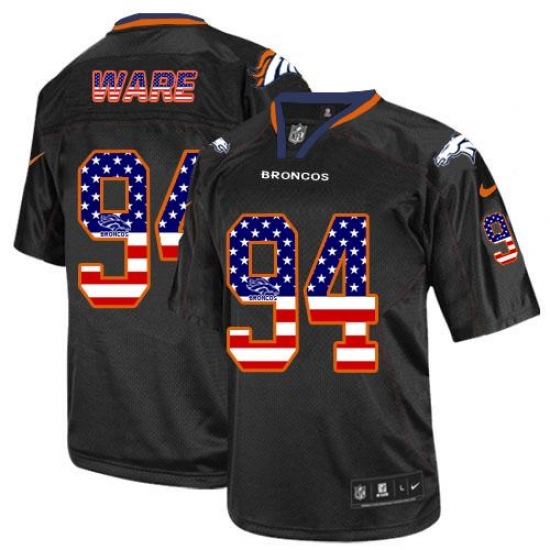 Men's Nike Denver Broncos 94 DeMarcus Ware Elite Black USA Flag Fashion NFL Jersey
