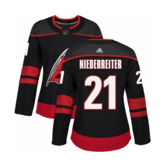 Women's Carolina Hurricanes 21 Nino Niederreiter Authentic Black Alternate Hockey Jersey