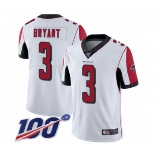 Men's Atlanta Falcons 3 Matt Bryant White Vapor Untouchable Limited Player 100th Season Football Jersey