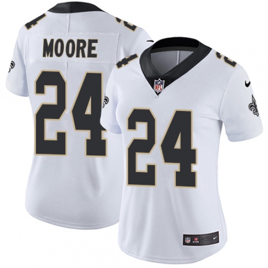 Women's Nike New Orleans Saints 24 Sterling Moore White Vapor Untouchable Limited Player NFL Jersey