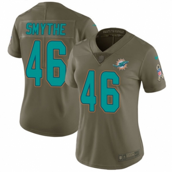 Women's Nike Miami Dolphins 46 Durham Smythe Limited Olive 2017 Salute to Service NFL Jersey