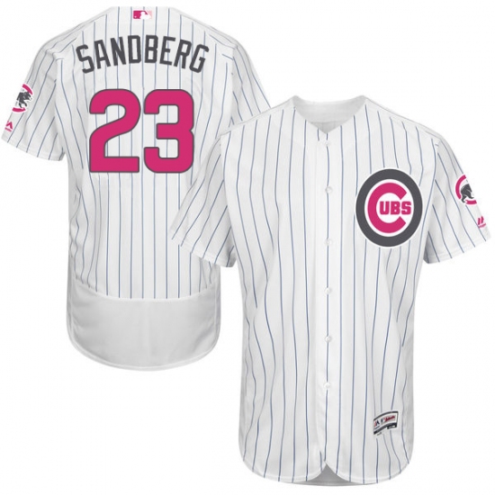 Men's Majestic Chicago Cubs 23 Ryne Sandberg Authentic White 2016 Mother's Day Fashion Flex Base MLB Jersey