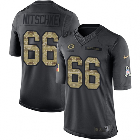 Men's Nike Green Bay Packers 66 Ray Nitschke Limited Black 2016 Salute to Service NFL Jersey