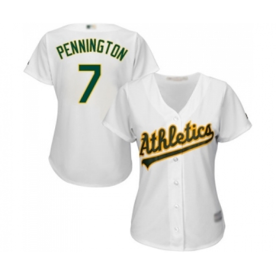 Women's Oakland Athletics 7 Cliff Pennington Replica White Home Cool Base Baseball Jersey