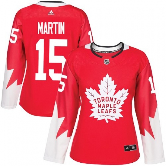 Women's Adidas Toronto Maple Leafs 15 Matt Martin Authentic Red Alternate NHL Jersey