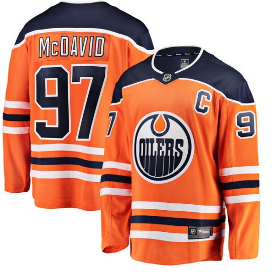 Youth Edmonton Oilers 97 Connor McDavid Fanatics Branded Orange Home Breakaway NHL Jersey