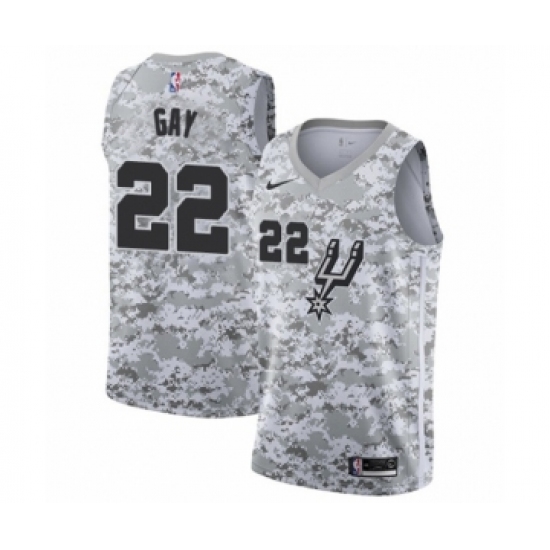 Men's San Antonio Spurs 22 Rudy Gay White Swingman Jersey - Earned Edition