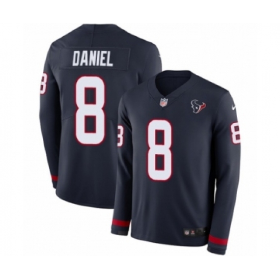 Men's Nike Houston Texans 8 Trevor Daniel Limited Navy Blue Therma Long Sleeve NFL Jersey