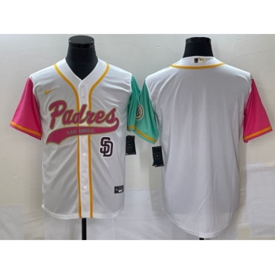 Men's San Diego Padres Blank White NEW 2023 City Connect Cool Base Stitched Jersey1