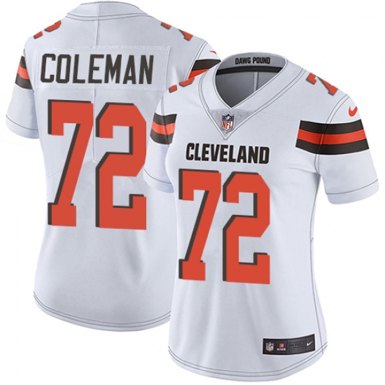 Women's Nike Cleveland Browns 72 Shon Coleman White Vapor Untouchable Limited Player NFL Jersey