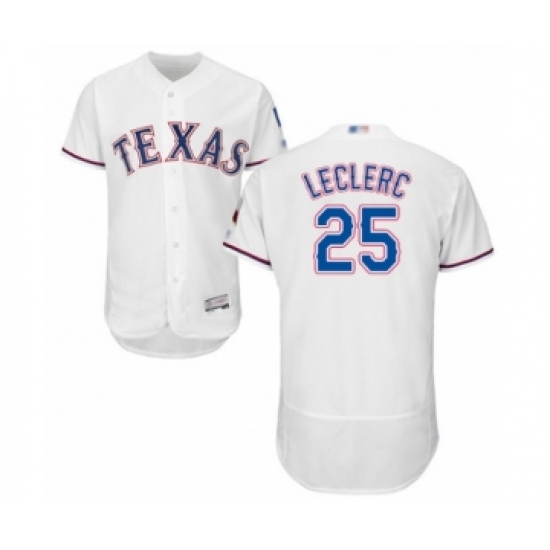 Men's Texas Rangers 25 Jose Leclerc White Home Flex Base Authentic Collection Baseball Player Jersey