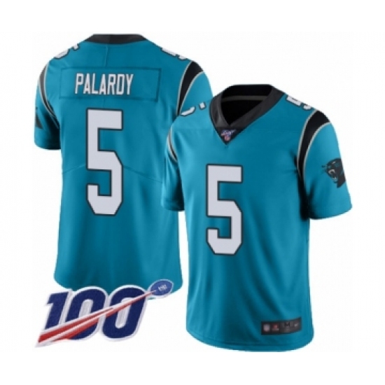 Men's Carolina Panthers 5 Michael Palardy Limited Blue Rush Vapor Untouchable 100th Season Football Jersey