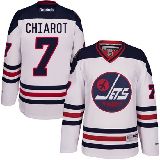 Men's Reebok Winnipeg Jets 7 Ben Chiarot Authentic White 2016 Heritage Classic NHL Jersey