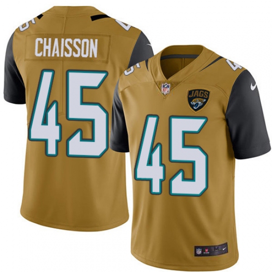 Men's Jacksonville Jaguars 45 K'Lavon Chaisson Gold Stitched NFL Limited Rush Jersey