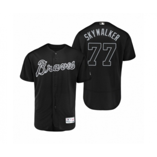 Men's Atlanta Braves 77 Luke Jackson Skywalker Black 2019 Players Weekend Authentic Jersey