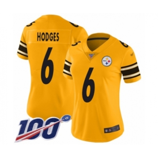 Women's Pittsburgh Steelers 6 Devlin Hodges Limited Gold Inverted Legend 100th Season Football Jersey