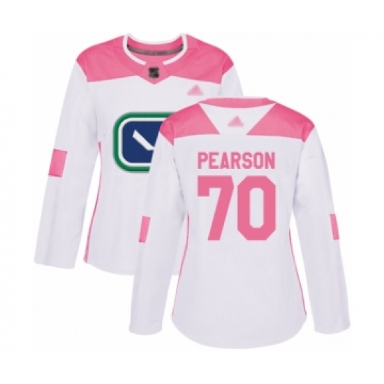 Women's Vancouver Canucks 70 Tanner Pearson Authentic White Pink Fashion Hockey Jersey