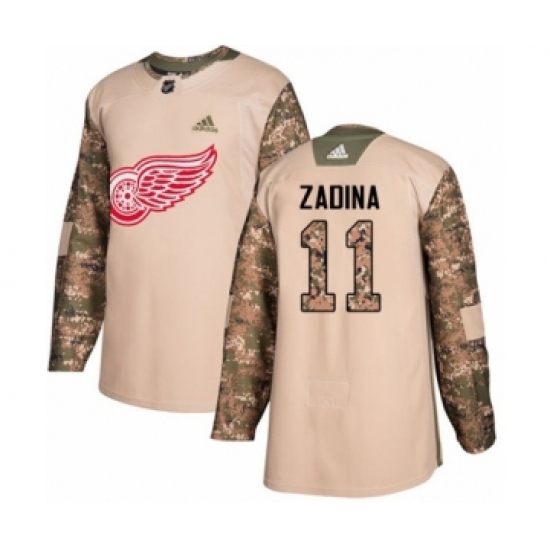 Youth Adidas Detroit Red Wings 11 Filip Zadina Authentic Camo Veterans Day Practice NHL Jersey