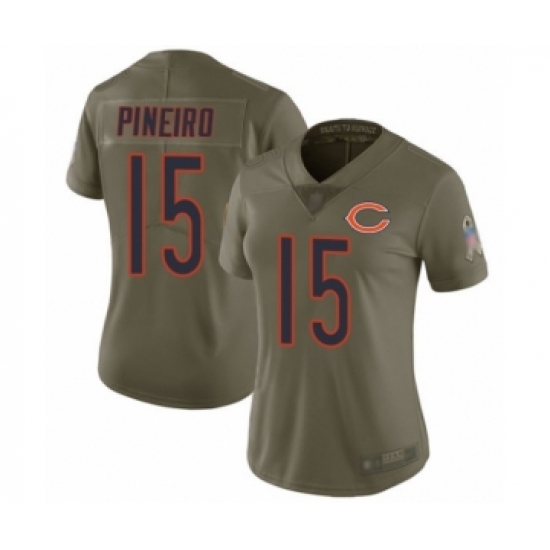 Women's Chicago Bears 15 Eddy Pineiro Limited Olive 2017 Salute to Service Football Jersey