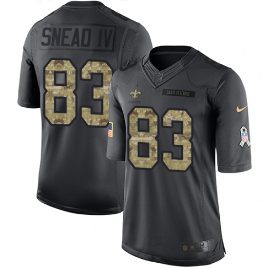 Youth Nike New Orleans Saints 83 Willie Snead Limited Black 2016 Salute to Service NFL Jersey