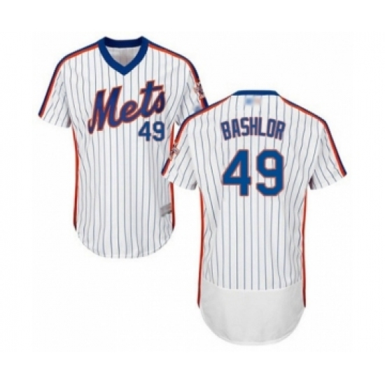 Men's New York Mets 49 Tyler Bashlor White Alternate Flex Base Authentic Collection Baseball Player Jersey