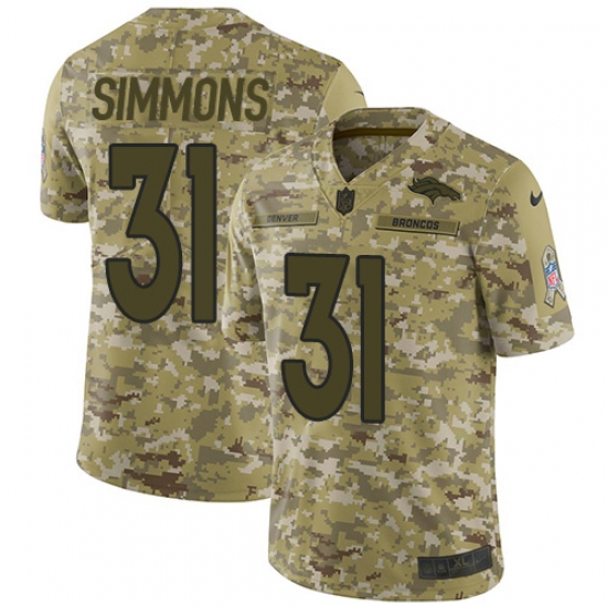 Men's Nike Denver Broncos 31 Justin Simmons Limited Camo 2018 Salute to Service NFL Jersey