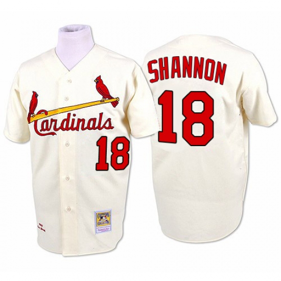 Men's Mitchell and Ness St. Louis Cardinals 18 Mike Shannon Authentic Cream 1964 Throwback MLB Jersey