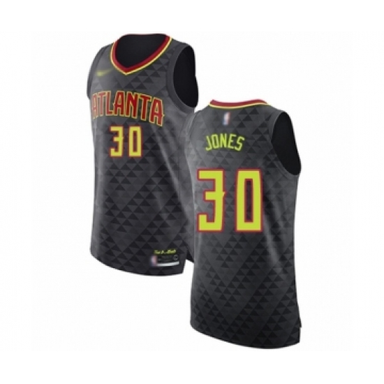 Men's Atlanta Hawks 30 Damian Jones Authentic Black Basketball Jersey - Icon Edition