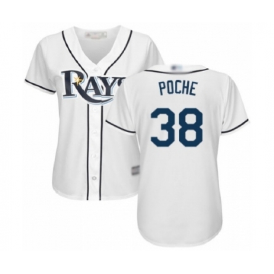 Women's Tampa Bay Rays 38 Colin Poche Authentic White Home Cool Base Baseball Player Jersey