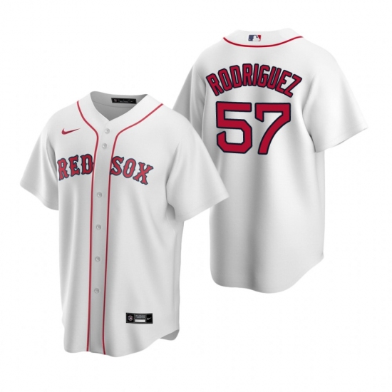 Men's Nike Boston Red Sox 57 Eduardo Rodriguez White Home Stitched Baseball Jersey