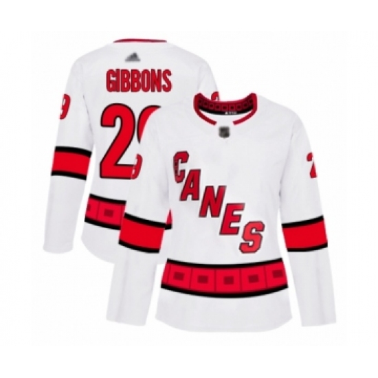 Women's Carolina Hurricanes 29 Brian Gibbons Authentic White Away Hockey Jersey