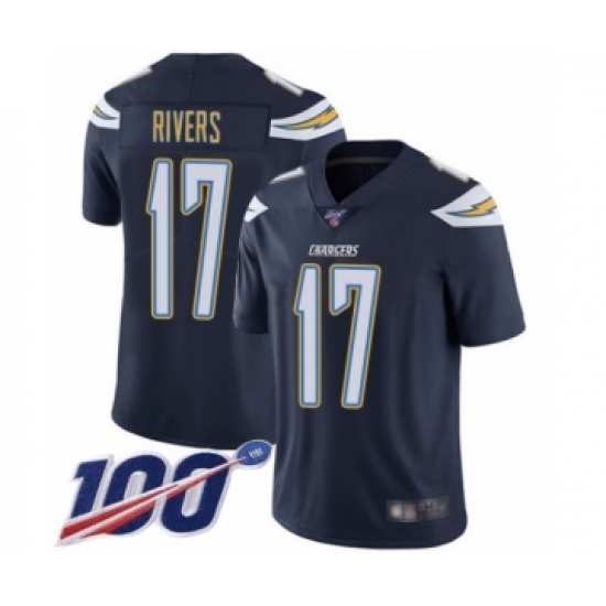 Youth Nike Los Angeles Chargers 17 Philip Rivers Navy Blue Team Color Vapor Untouchable Limited Player 100th Season NFL Jersey