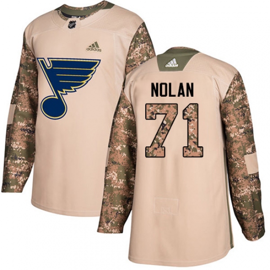 Men's Adidas St. Louis Blues 71 Jordan Nolan Authentic Camo Veterans Day Practice NHL Jersey