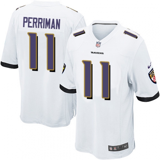 Men's Nike Baltimore Ravens 11 Breshad Perriman Game White NFL Jersey