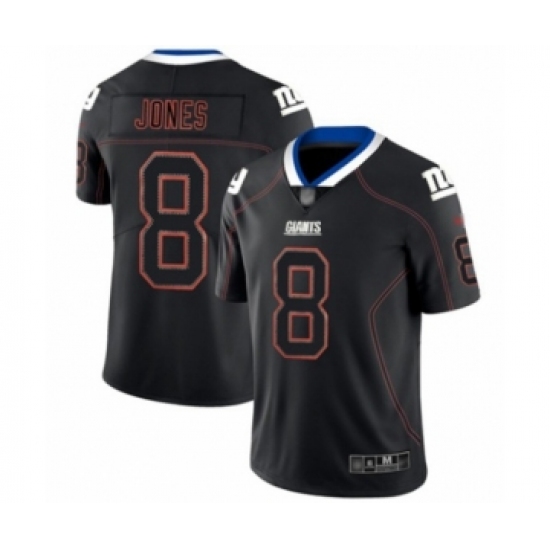 Men's New York Giants 8 Daniel Jones Limited Lights Out Black Rush Football Jersey