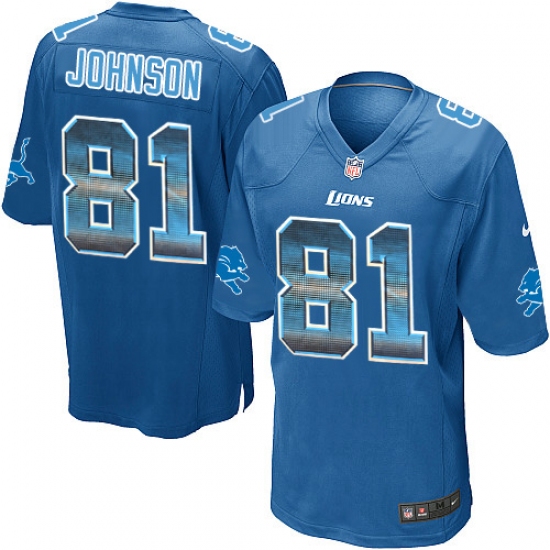 Youth Nike Detroit Lions 81 Calvin Johnson Limited Blue Strobe NFL Jersey