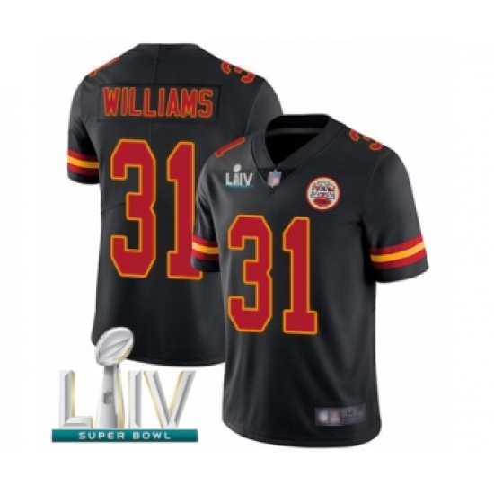 Youth Kansas City Chiefs 31 Darrel Williams Limited Black Rush Vapor Untouchable Super Bowl LIV Bound Football Jersey