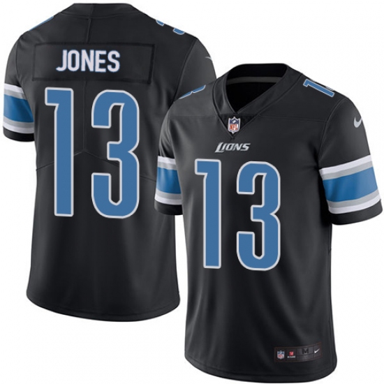 Youth Nike Detroit Lions 13 T.J. Jones Limited Black Rush Vapor Untouchable NFL Jersey